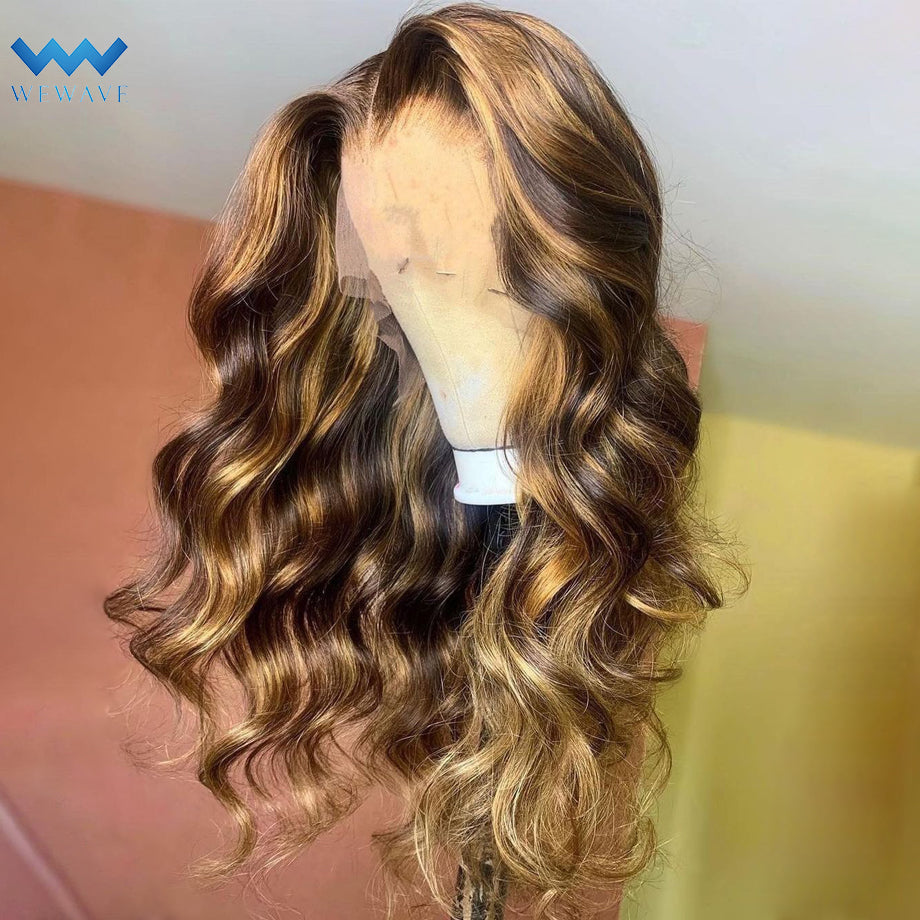 Highlight Wig Human Hair Brazilian Glueless Full Honey Blonde Colored Human Hair Wigs For Women Ombre Body Wave Lace Front Wig